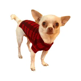 Londoner Plaid Mock Neck Dog Sweater Red