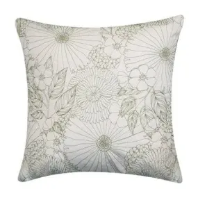 18" x 18" Fine Line Embroidered Floral Decorative Patio Throw Pillow Lime Green - Edie@Home