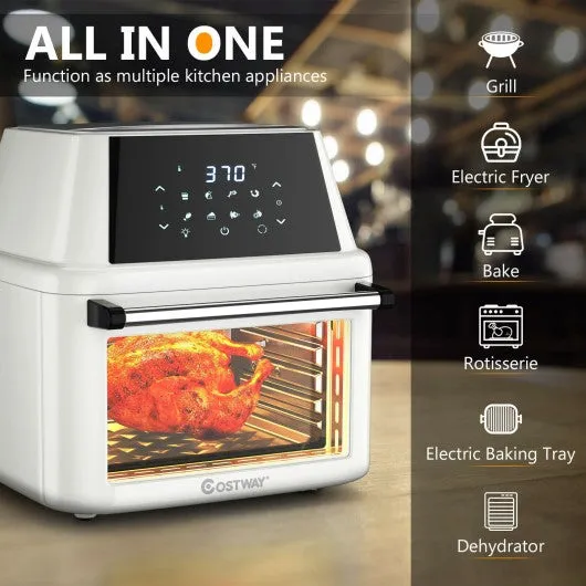 19 QT Multi-functional Air Fryer Oven 1800W Dehydrator Rotisserie-White