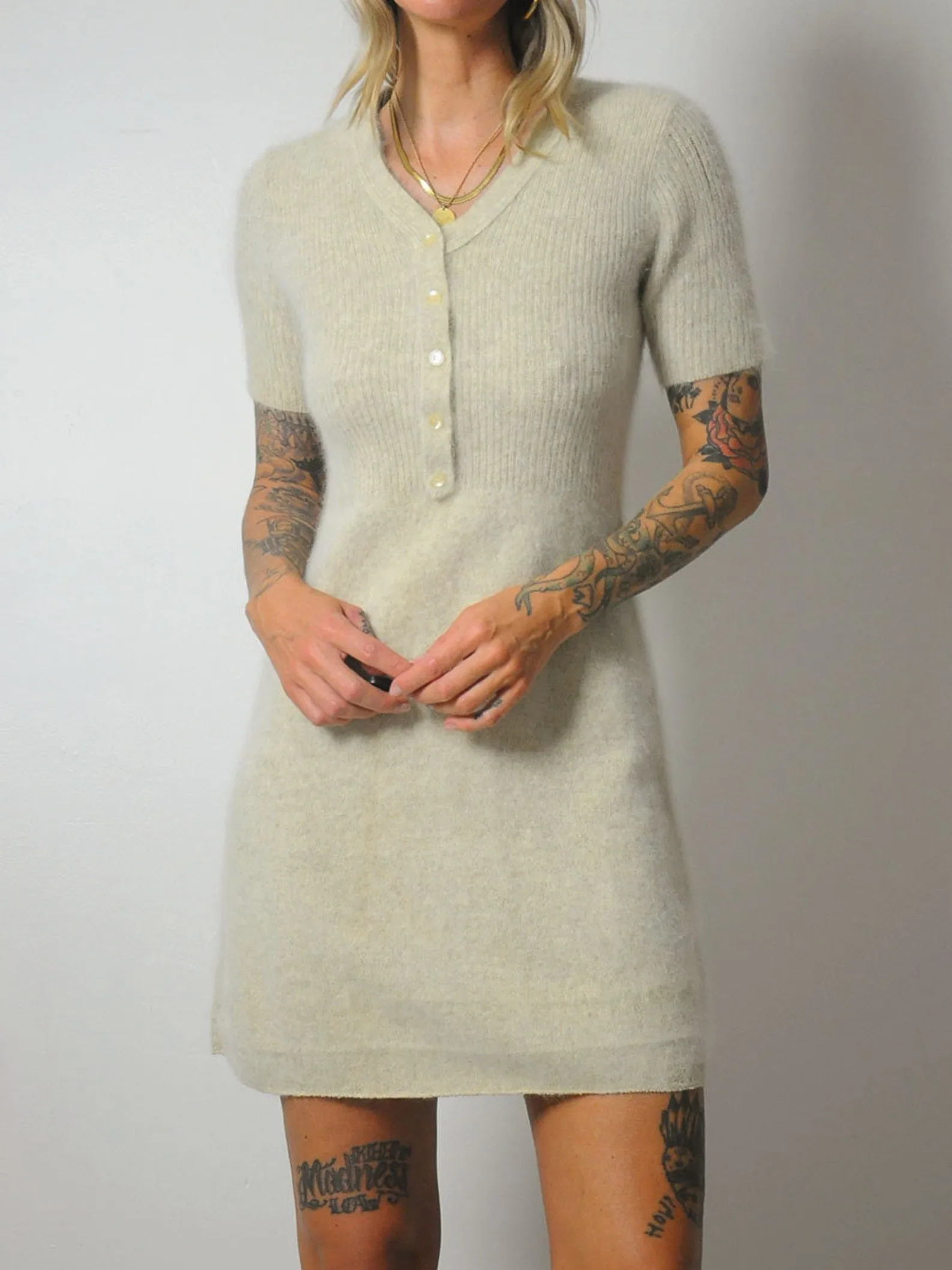 1960's Oatmeal Mohair Sweater dress