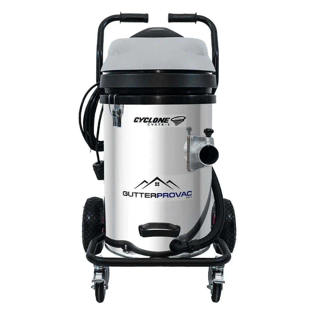 20 Gallon Cyclone II 3600W Stainless Steel Gutter Vacuum with 20 Foot Carbon Fiber Clamping Poles and Bag