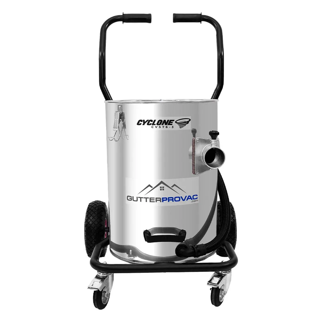 20 Gallon Cyclone II 3600W Stainless Steel Gutter Vacuum with 20 Foot Carbon Fiber Clamping Poles and Bag