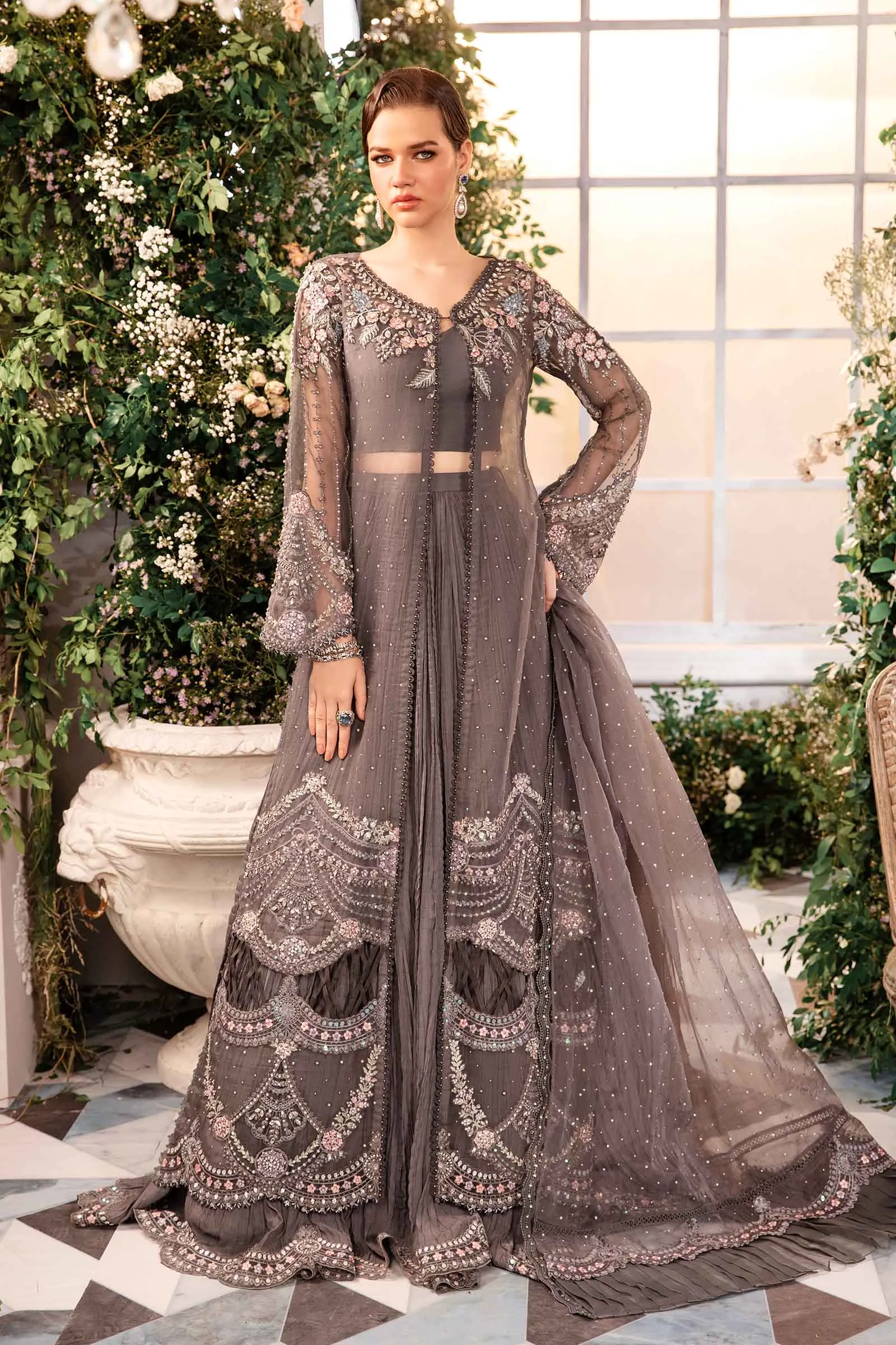 3 Piece Unstitched Embroidered Organza Suit | BD-2902