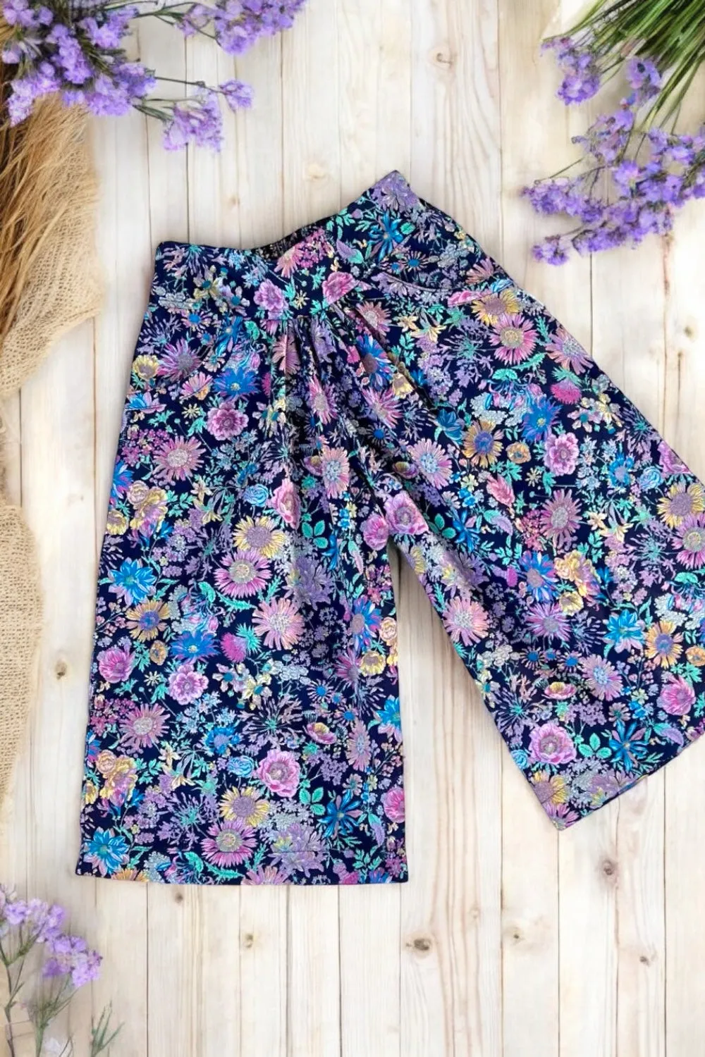 3/4 Leg Boho Pants | Zen Garden in Navy