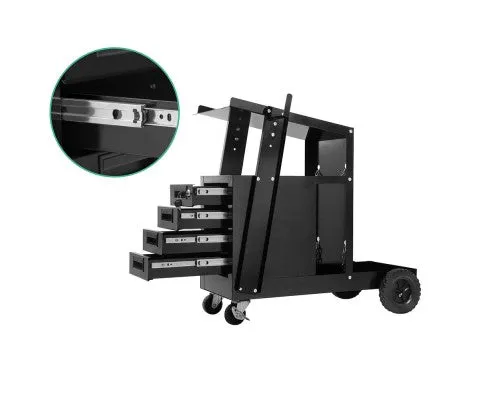 4-Drawer Welding Trolley Black