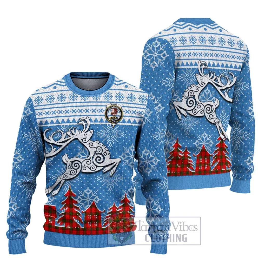 Adair Clan Christmas Ugly Sweater with Tartan and Celtic Reindeer Style