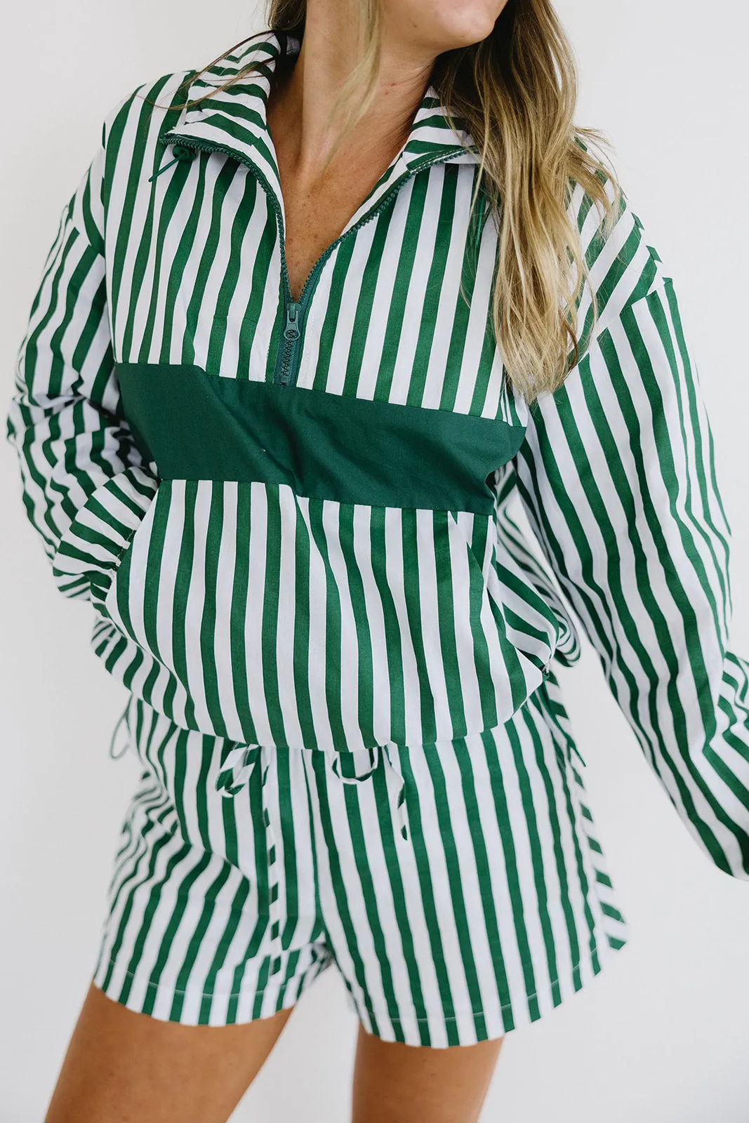 Adalee Stripe Pullover - Green/Ivory