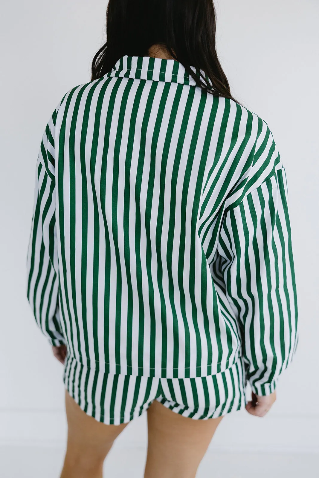 Adalee Stripe Pullover - Green/Ivory