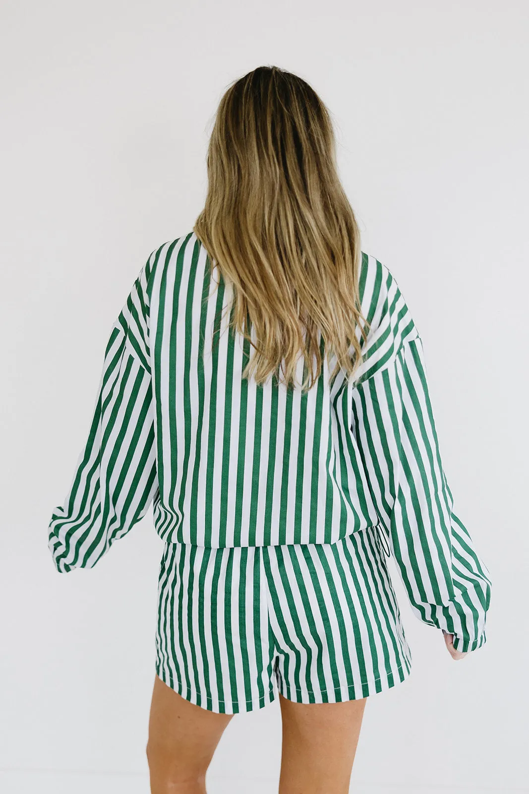 Adalee Stripe Pullover - Green/Ivory