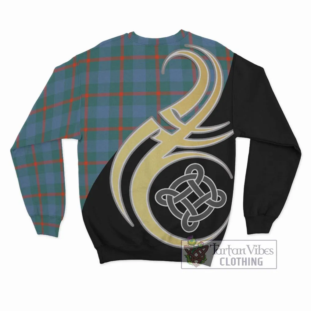 Agnew Ancient Tartan Sweatshirt with Family Crest and Celtic Symbol Style