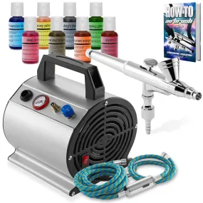 Airbrush Cake Decorating Kit - Airbrush, Compressor, Chefmaster Colors