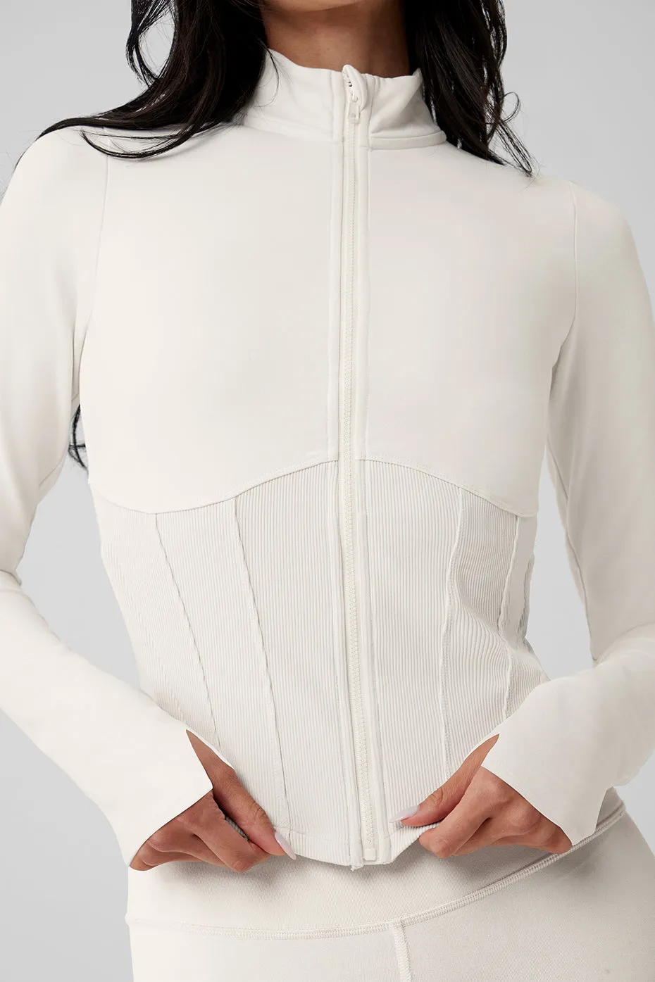 Airbrush Corset Full Zip Jacket - Ivory