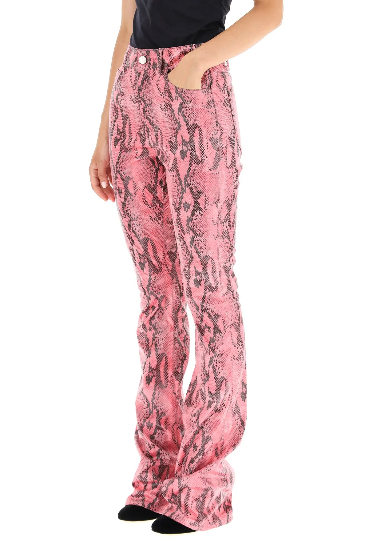 Alessandra Rich Python Printed Flared Pants