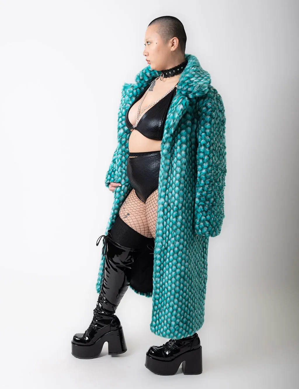 AQUA MERMAID FAUX FUR JACKET - LONG LENGTH ✰ MADE 4 U ✰