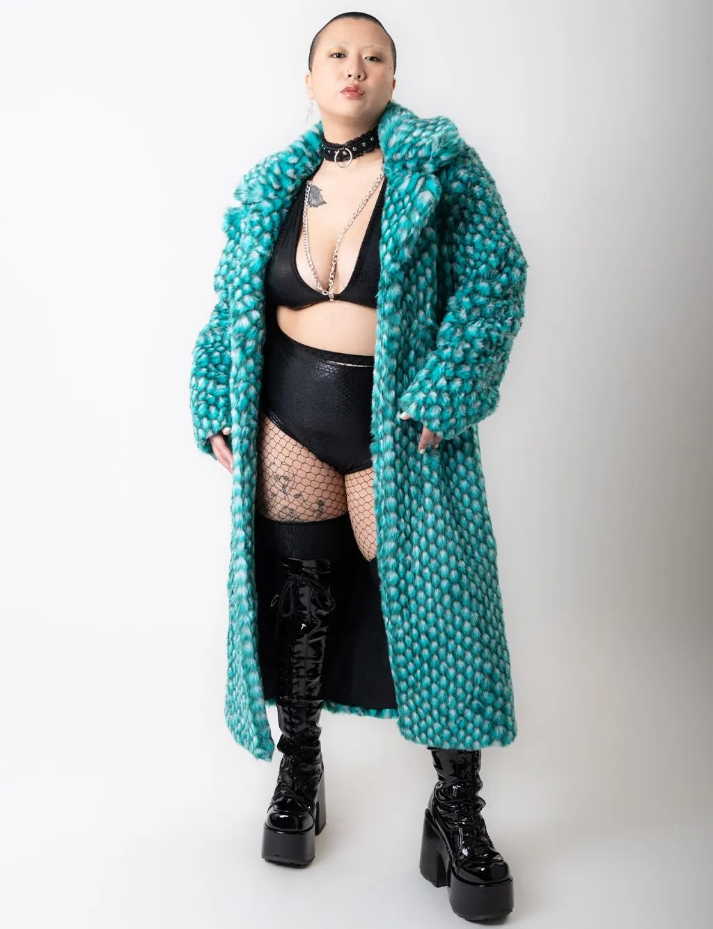 AQUA MERMAID FAUX FUR JACKET - LONG LENGTH ✰ MADE 4 U ✰