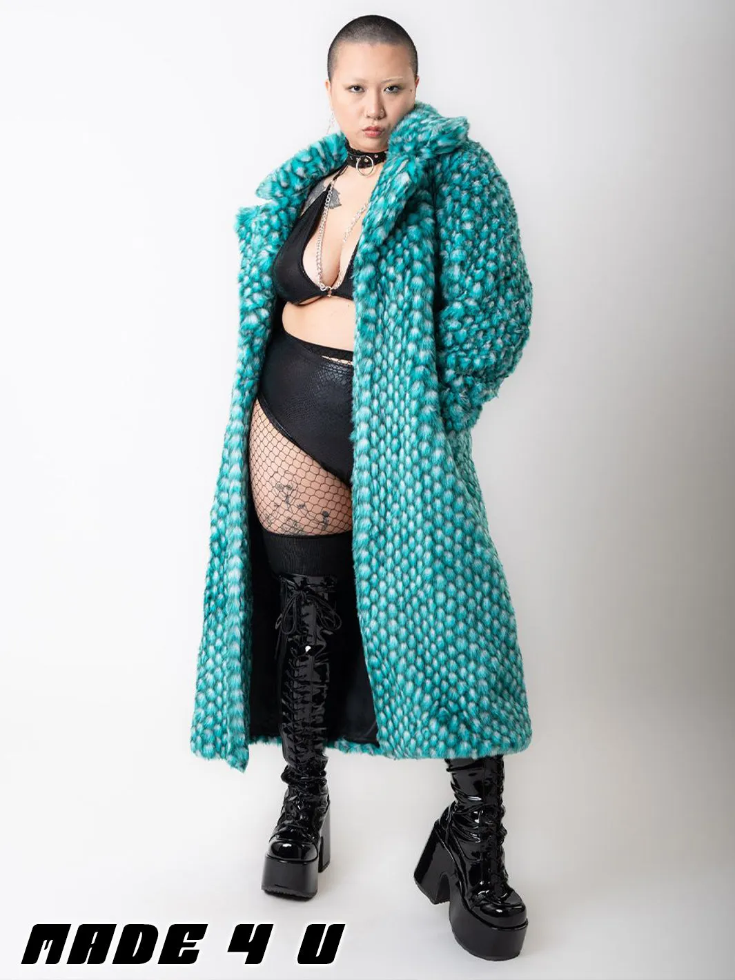 AQUA MERMAID FAUX FUR JACKET - LONG LENGTH ✰ MADE 4 U ✰