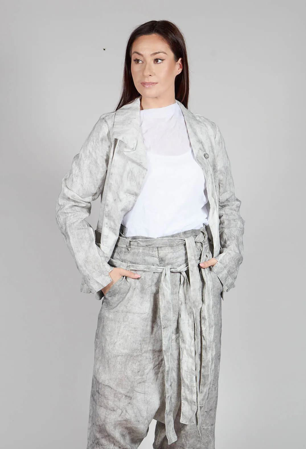 Asymmetric Short Jacket in Dark Marble