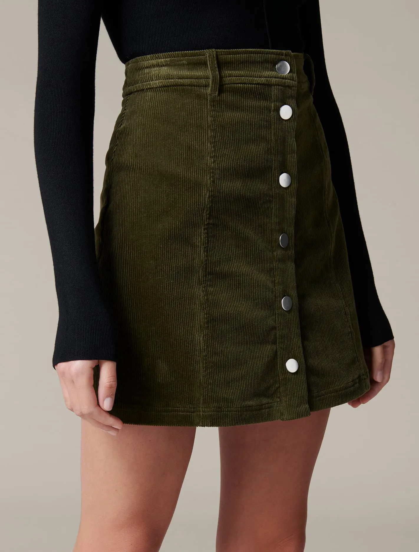 Aurora Button Cord Mini Skirt