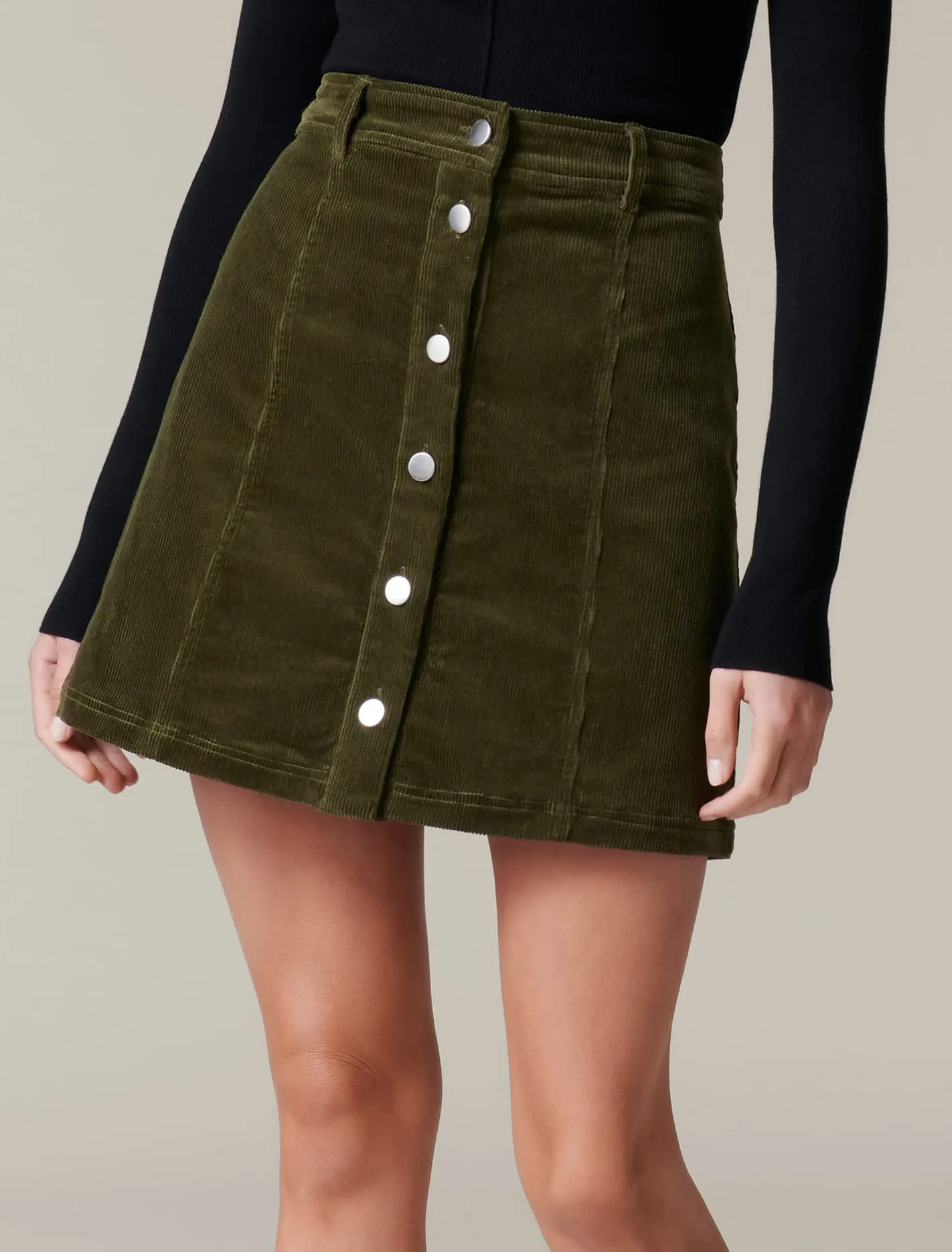 Aurora Button Cord Mini Skirt