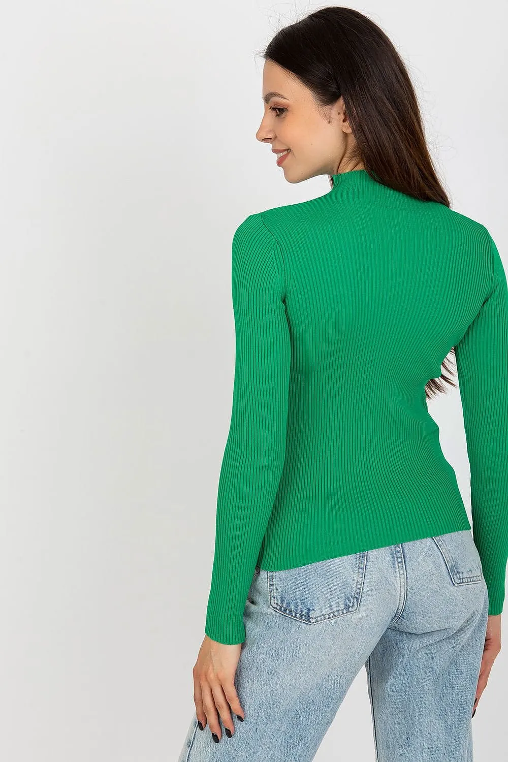 Badu Rhinestone Accent Mock Neck Ribbed Long Sleeve Top