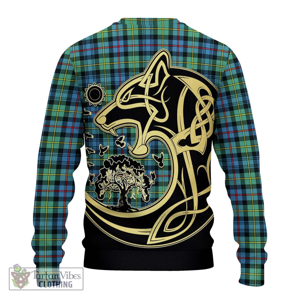 Bailey Ancient Tartan Ugly Sweater with Family Crest Celtic Wolf Style