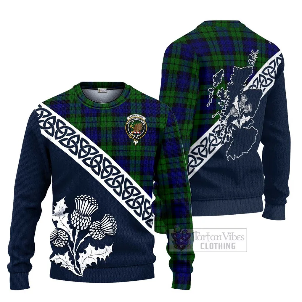 Bannatyne Tartan Ugly Sweater Featuring Thistle and Scotland Map