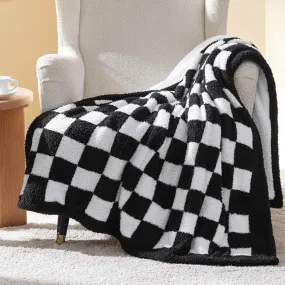 Bedsure Ultra-Soft Double Side Yarn Sherpa Checkered Blanket