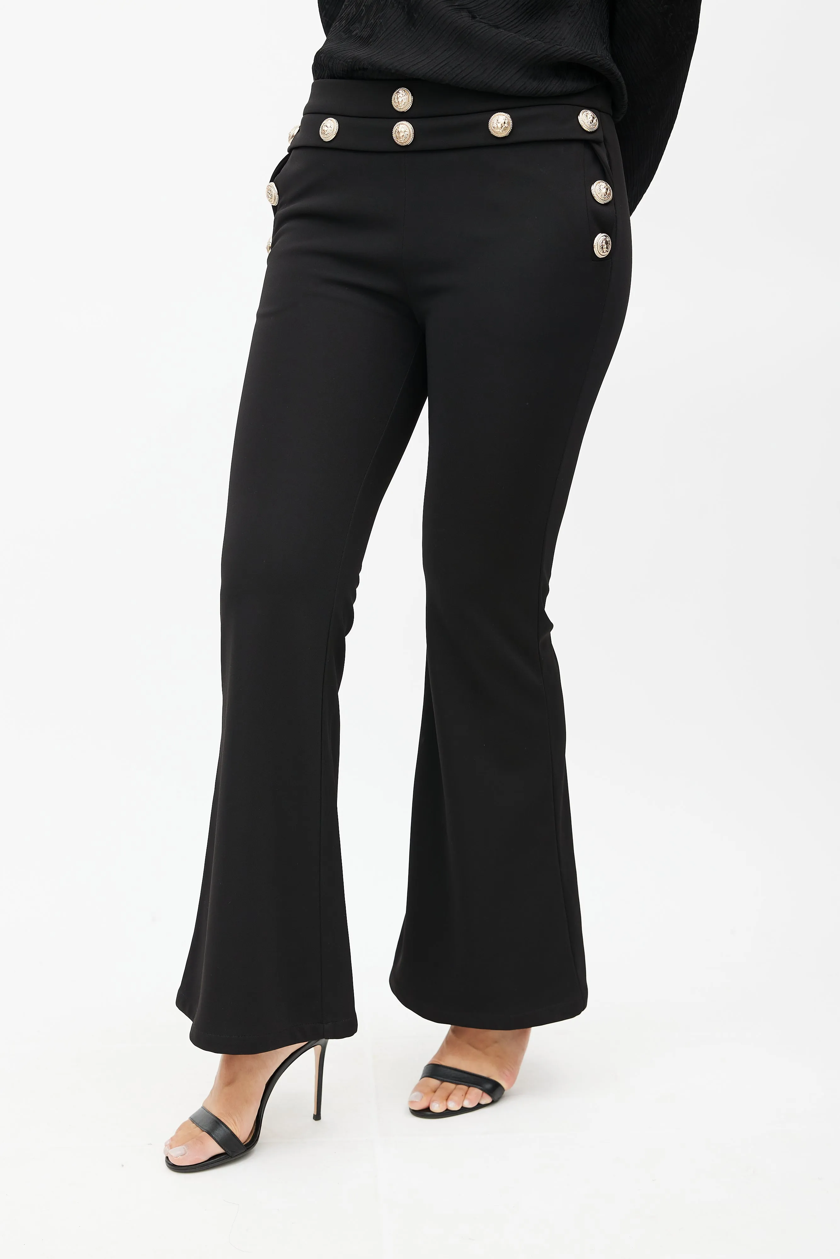 Black & Gold Flared Trouser