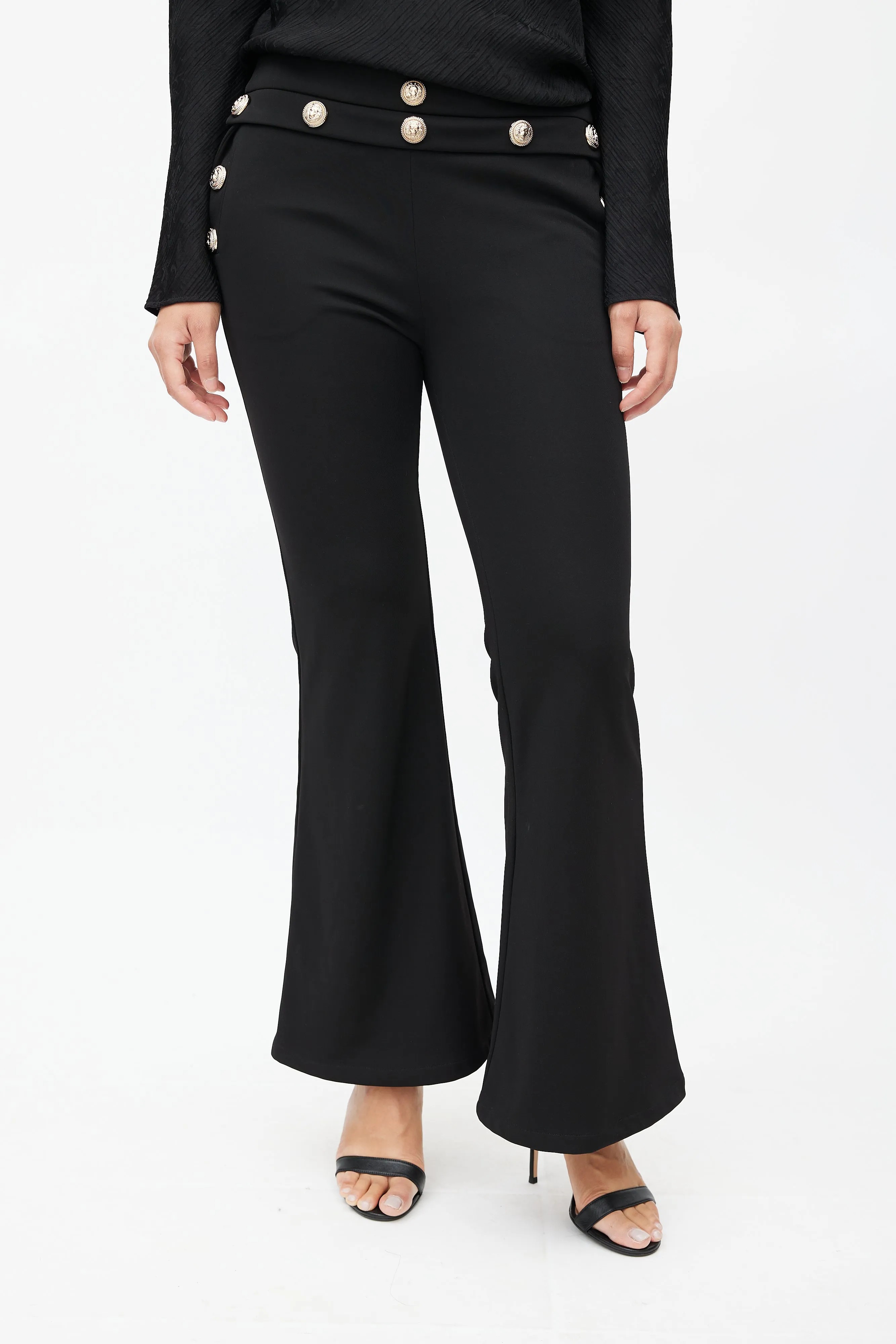 Black & Gold Flared Trouser