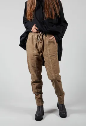 Black Cotton Trousers with Elasticated Waist in Walnut Cloud