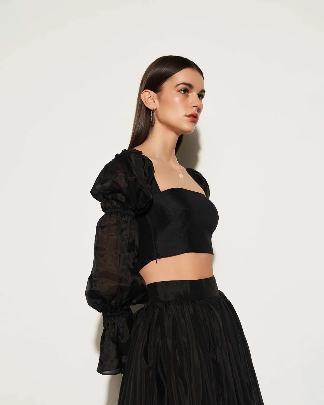 Black Organza Skirt And Blouse Co Ord