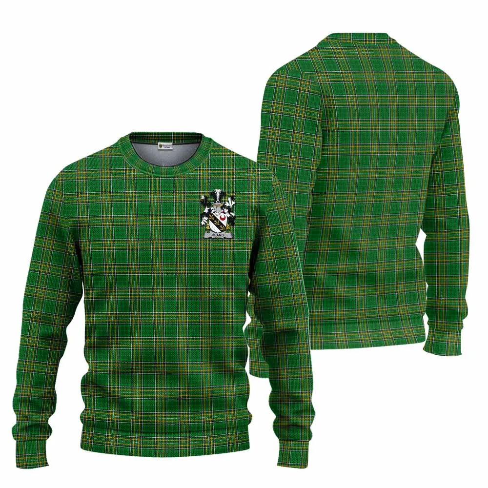 Bland Irish Clan Tartan Knitted Sweater with Coat of Arms