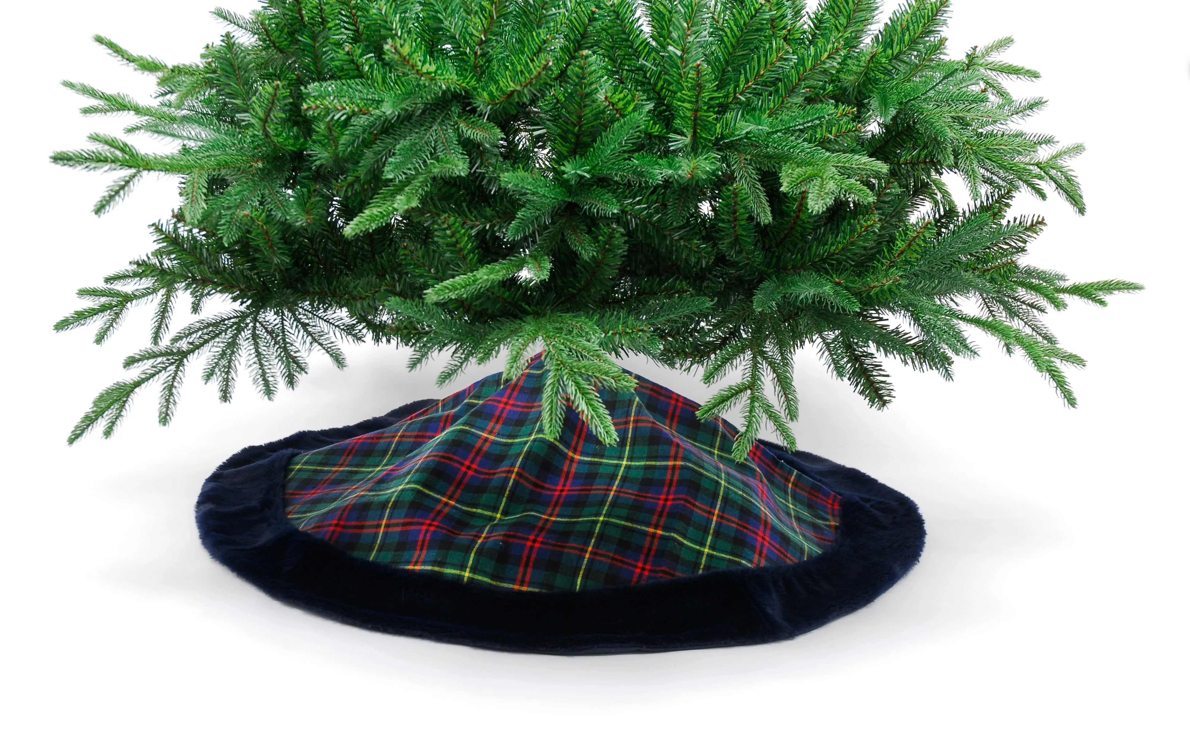 Blue Tartan Christmas Tree Skirt, 99cm