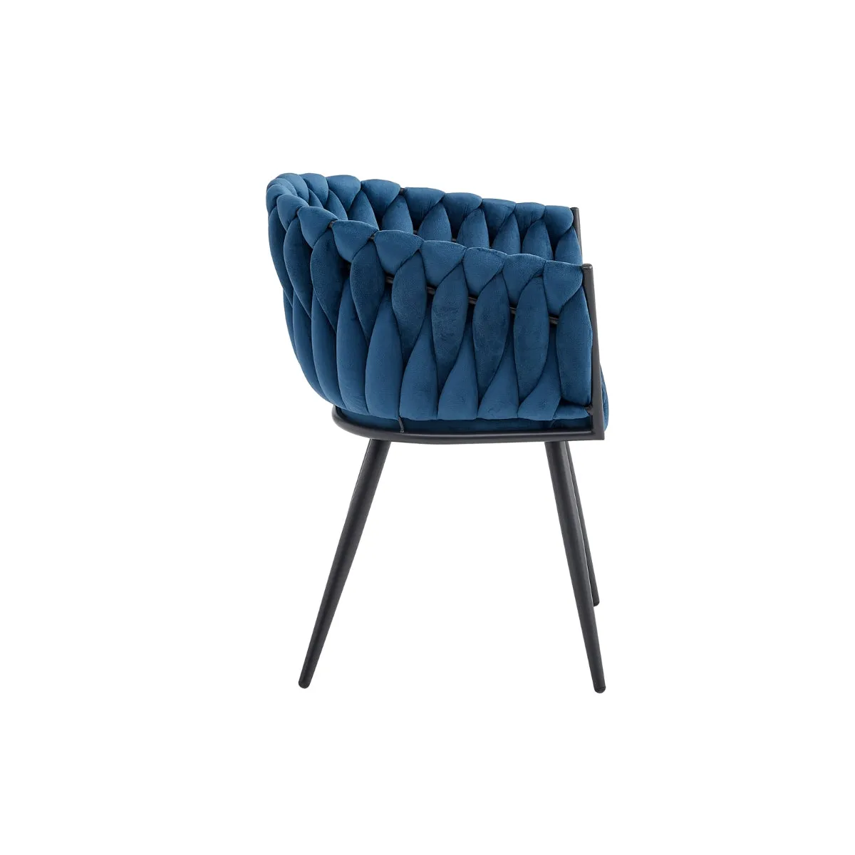 Blue Velvet Braided Arm Chair – Contemporary Design - Set of 2