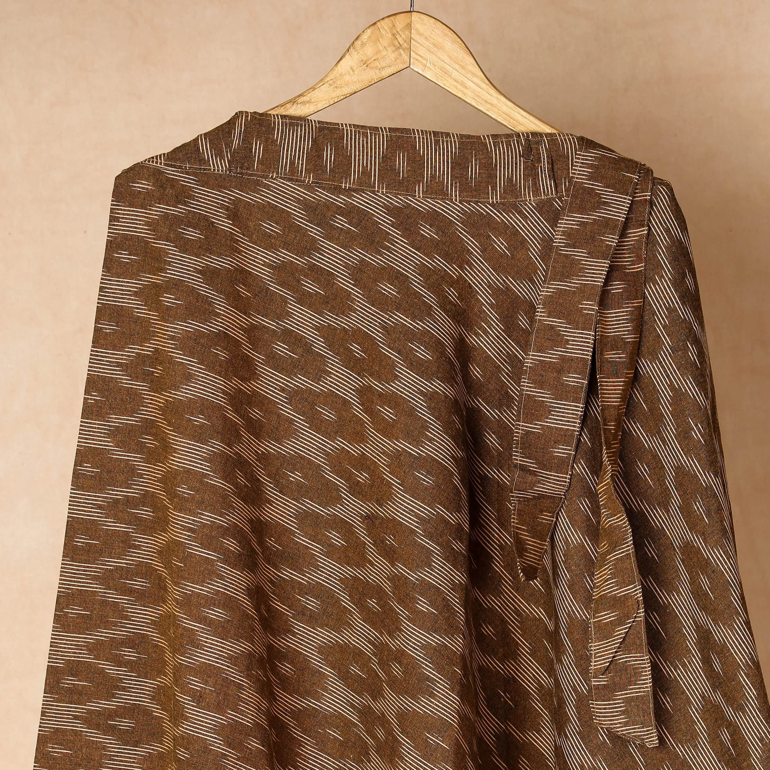 Brown - Pochampally Ikat Cotton Wrap Around Skirt