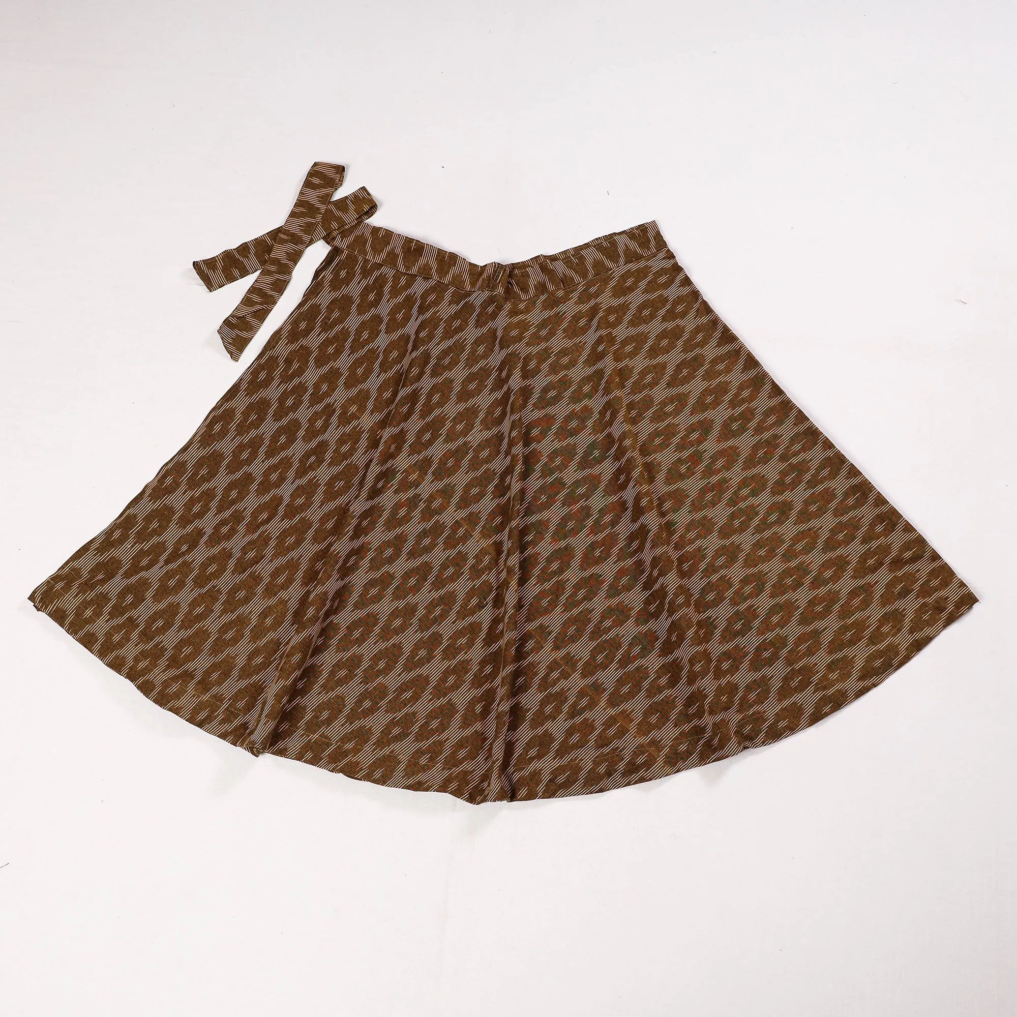 Brown - Pochampally Ikat Cotton Wrap Around Skirt