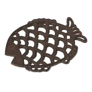 Brown Rustic Cast Iron Fish Trivet