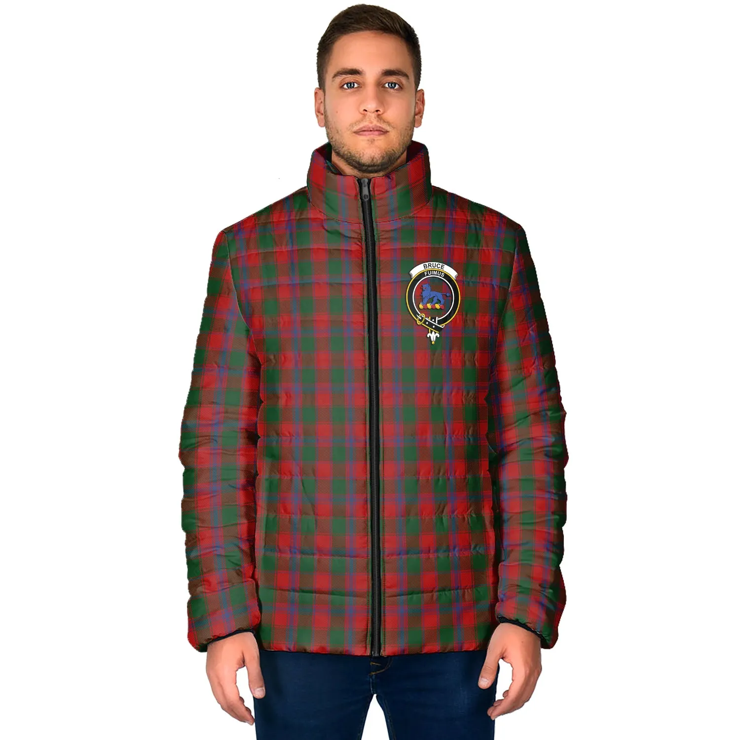 Bruce Old Tartan Padded Jacket with Family Crest