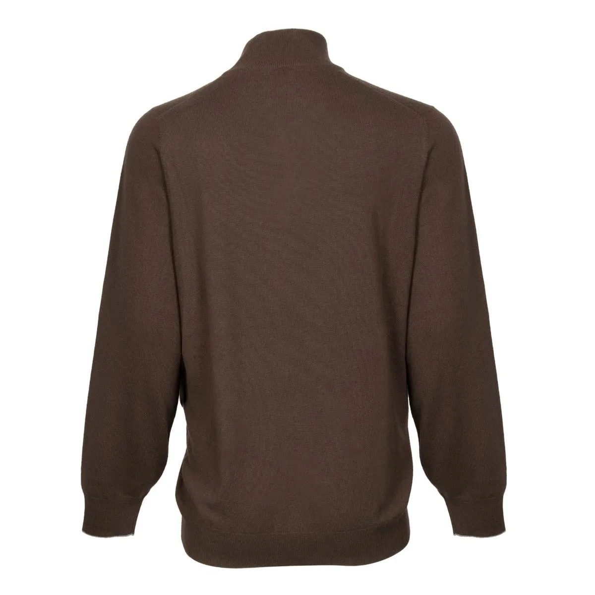 Brunello Cucinelli Lupetto Zip Cashmere Sweater in Brown