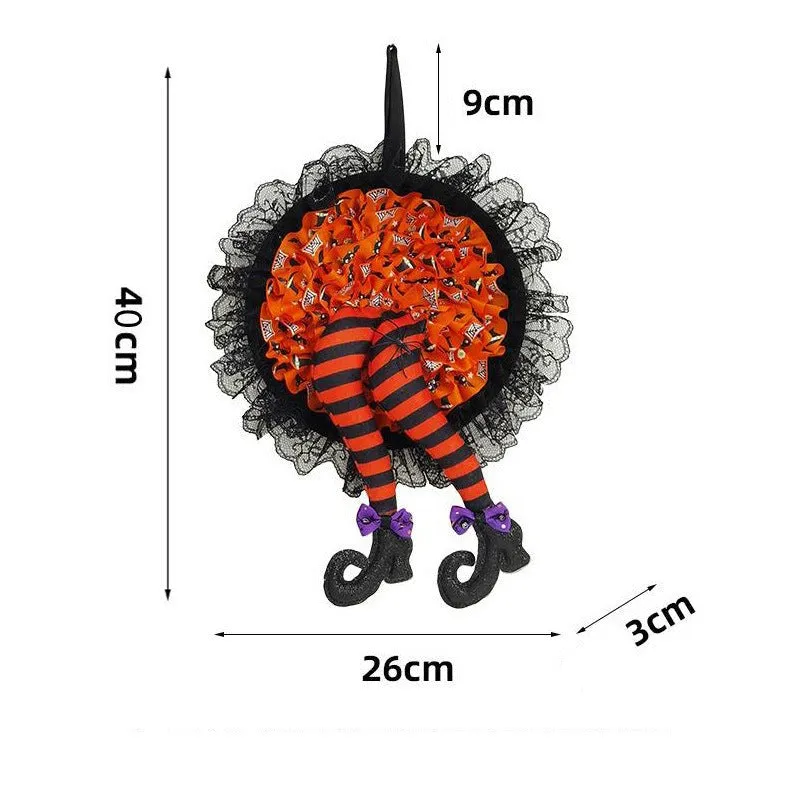 Bulk 10" Halloween Black Mesh Witch Leg Wreath for Crafts Wholesale