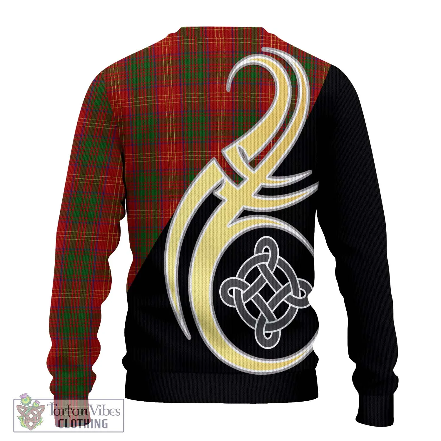 Burns Tartan Ugly Sweater with Family Crest and Celtic Symbol Style