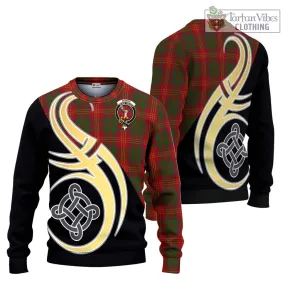 Burns Tartan Ugly Sweater with Family Crest and Celtic Symbol Style