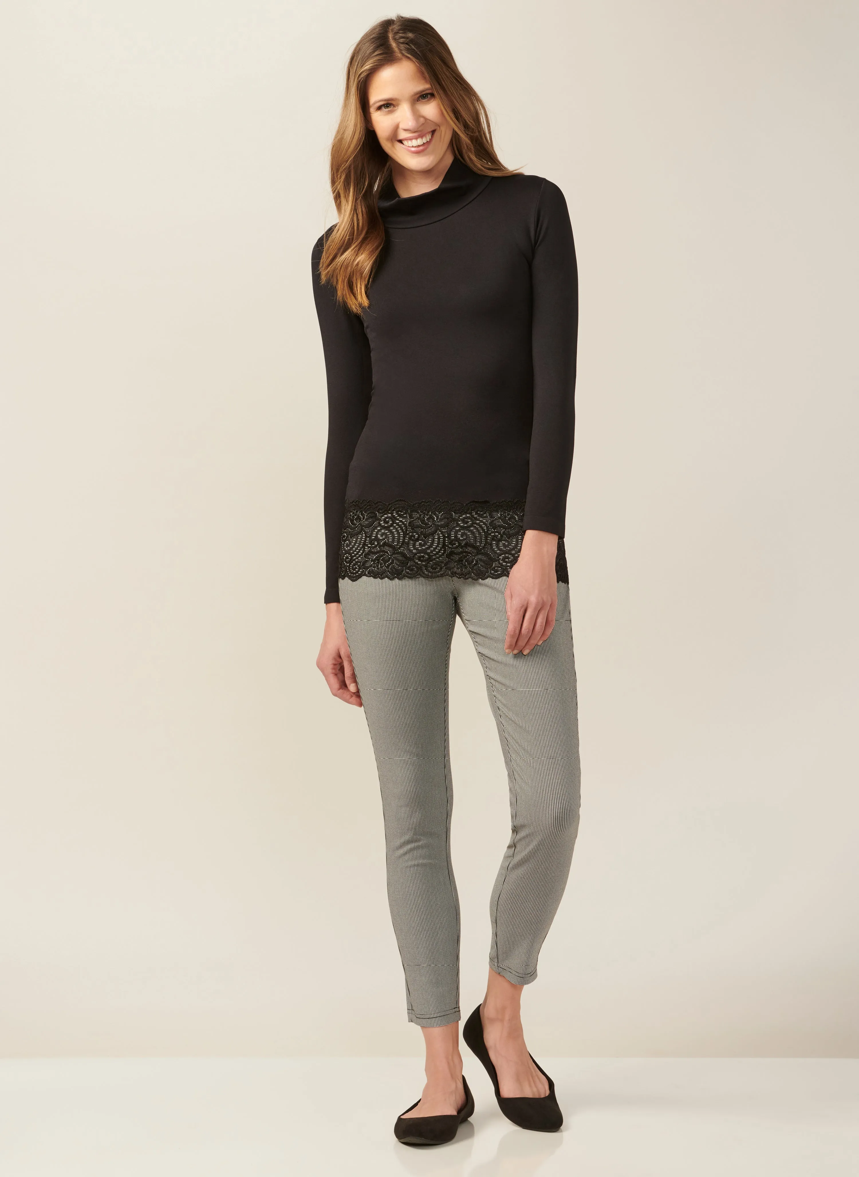 Charlie Paige brand Nylon/Spandex Mock Turtleneck Layering Top