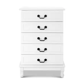 Chest of 5 Drawers Tallboy Dresser White