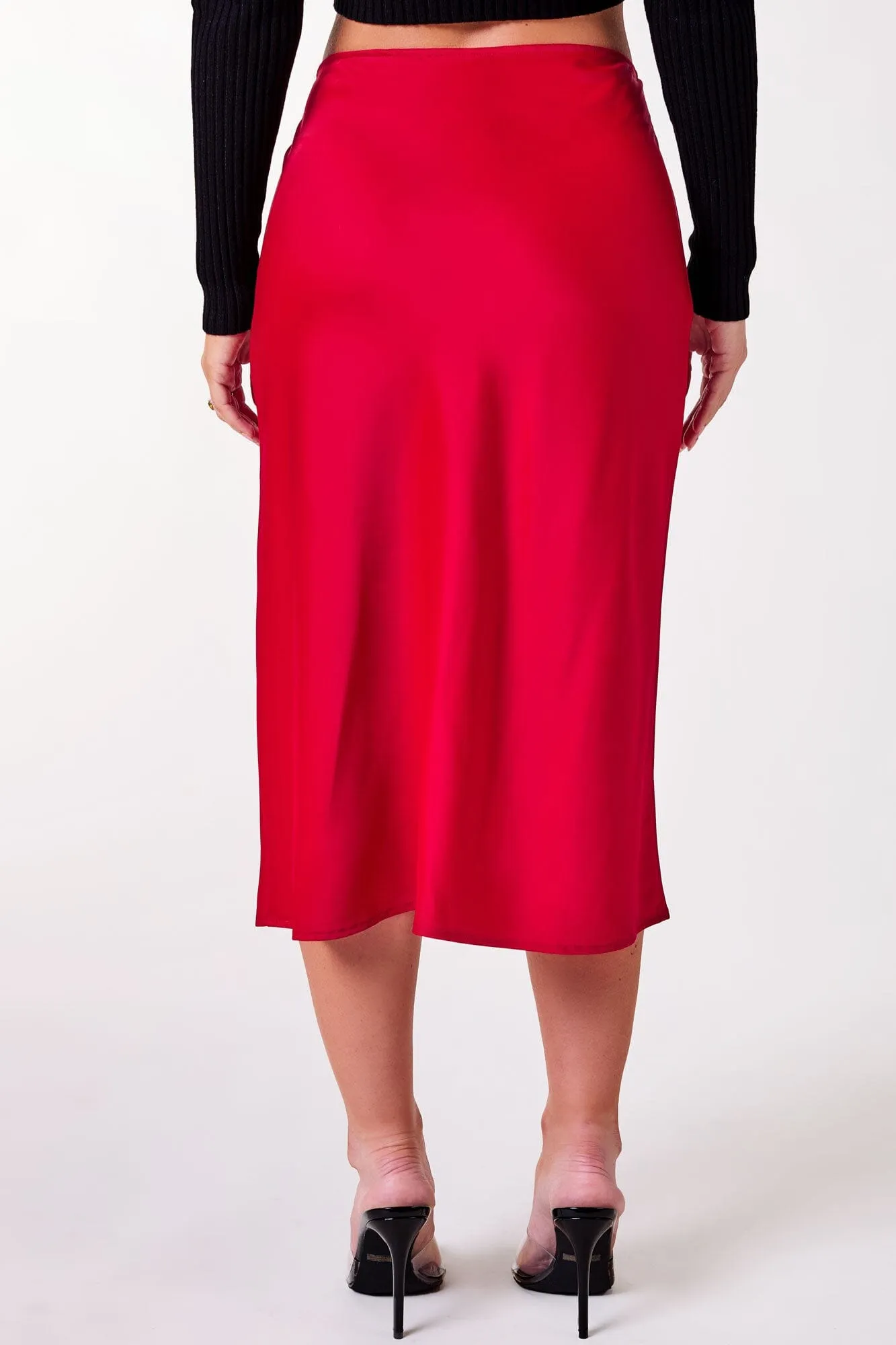 Cleo Red Satin Skirt