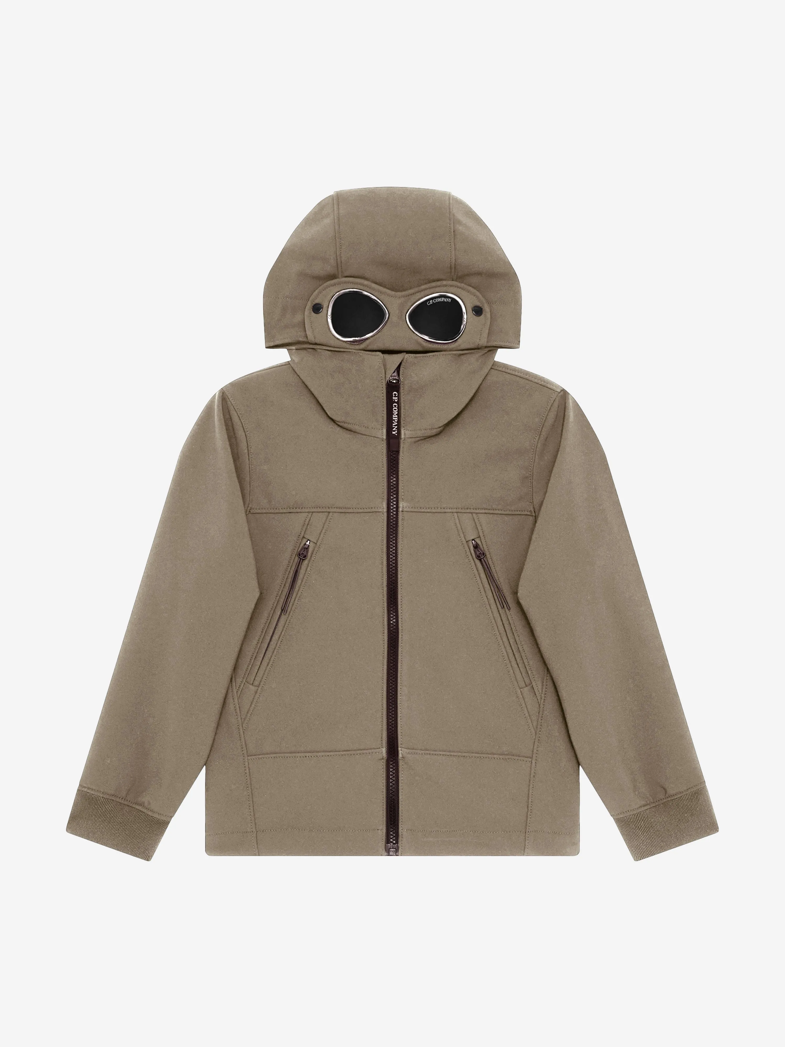 C.P. Company Boys Hooded Goggle Jacket in Brown