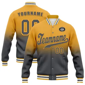 Custom Yellow Gray Fade Fashion Jacket Bomber Full-Snap Varsity Letterman Personalized Jacket FZ005-D020229-16