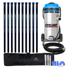 Cyclone II 3600W Stainless Steel 27 Gallon All Terrain Gutter Vacuum with 40 Foot Carbon Clamping Poles and Bag