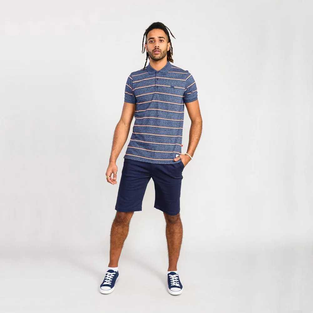 D555 Polo - Navy Stripe