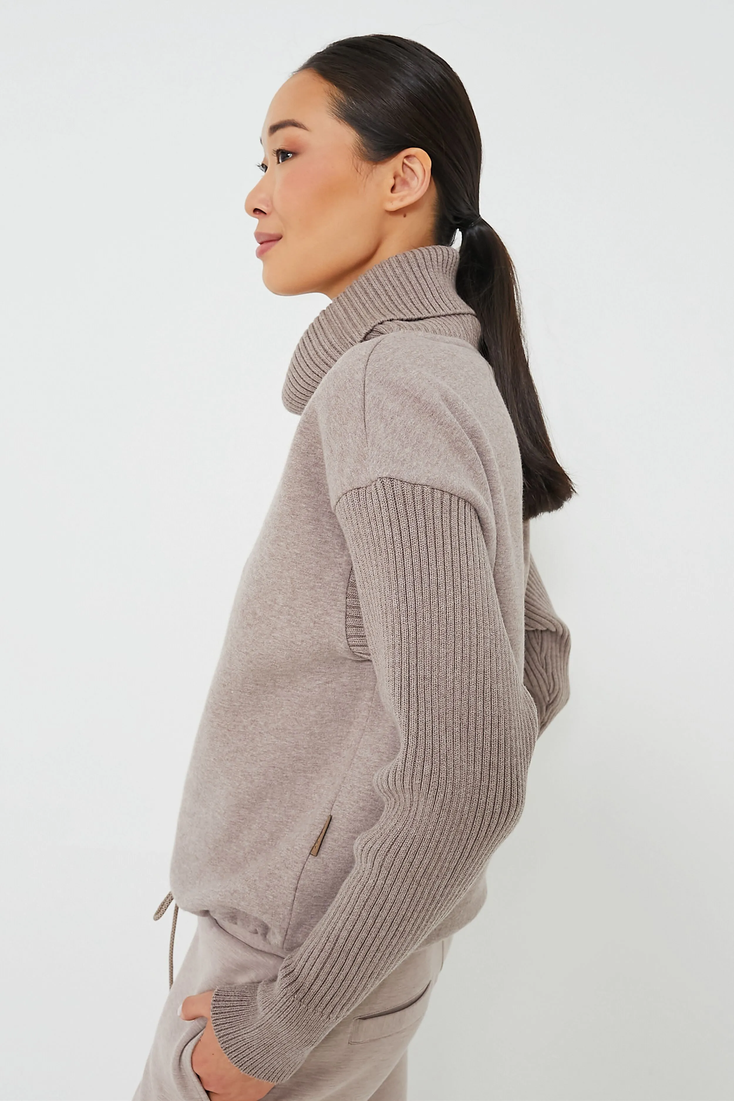 Deep Taupe Marl Ramsey Cowl Neck Sweat